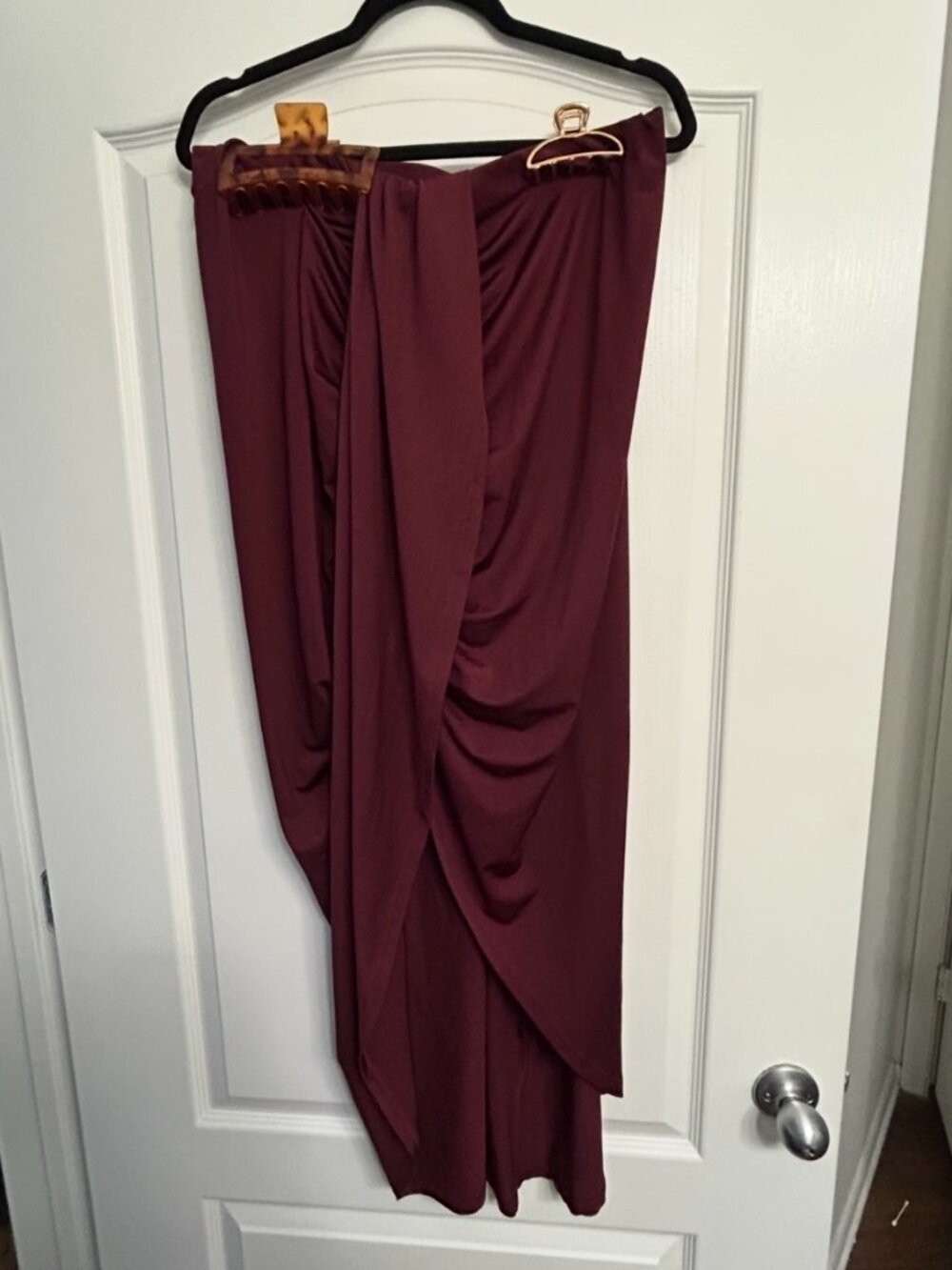 Maroon Asymmetrical Maxi Skirt